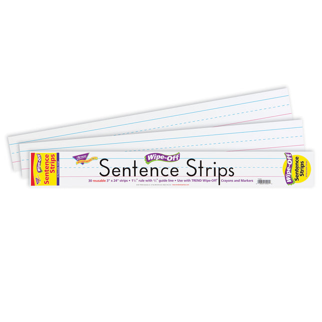 24" White Wipe-Off® Sentence Strips