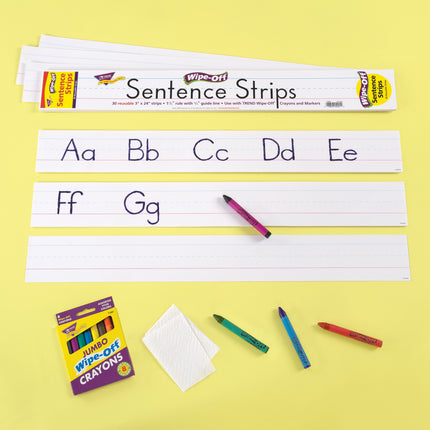 24" White Wipe-Off® Sentence Strips