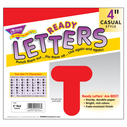 Red 4" Casual Uppercase Ready Letters®