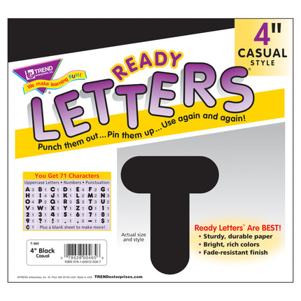 Black 4" Casual Uppercase Ready Letters®