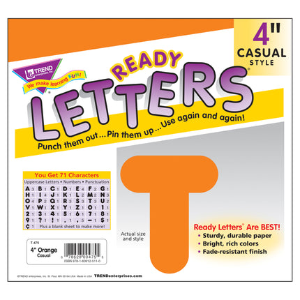 Orange 4" Casual Uppercase Ready Letters®