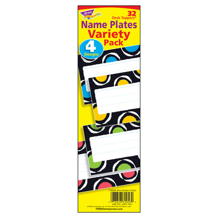 Bold Strokes Circles Desk Toppers® Name Plates Var.Pk., 32 ct