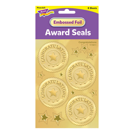 Congratulations (Gold) Award Seals Stickers, 32 ct.