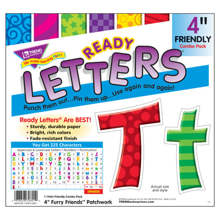 Patchwork Furry Friends® 4-Inch Friendly Uppercase/Lowercase Combo Pack (EN/SP) Ready Letters®