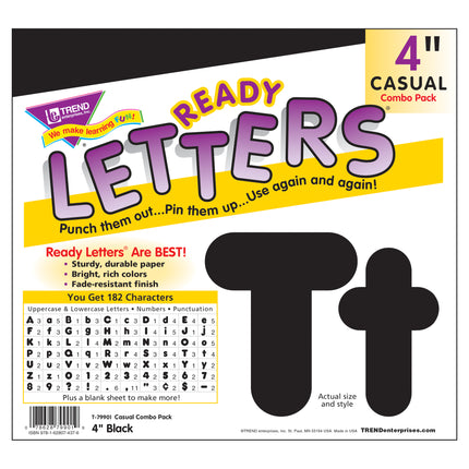 Black 4-Inch Casual Uppercase/Lowercase Combo Pack Ready Letters®