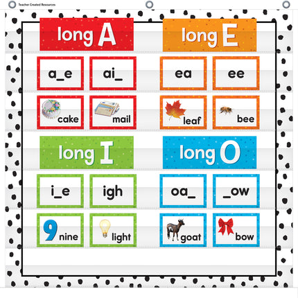 Black Painted Dots on White 7 Pocket Chart, 28" x 28"