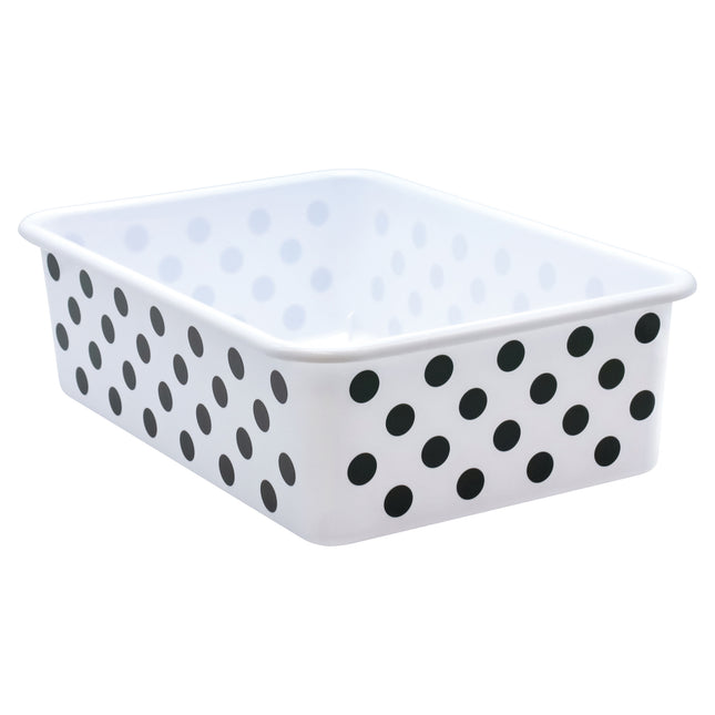 Black Polka Dots on White Large Plastic Storage Bin