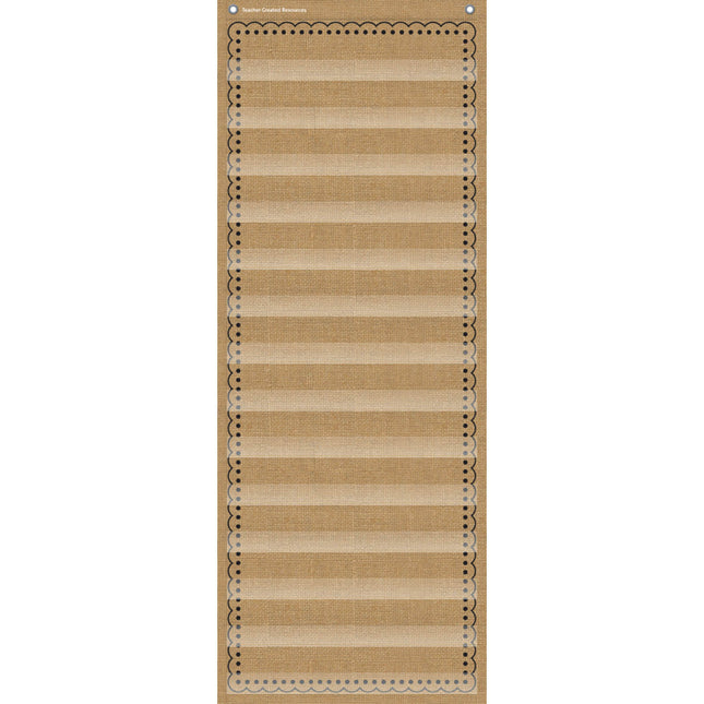 14-Pocket Pocket Chart, Burlap Design, 13" x 34"