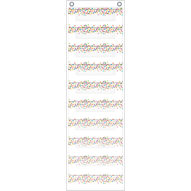 File Storage Pocket Chart, 10 Pockets, Confetti, 14" x 58"