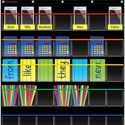 Black Storage Pocket Chart, 35 Pockets