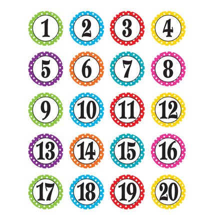 Polka Dots Numbers Stickers, Pack of 120