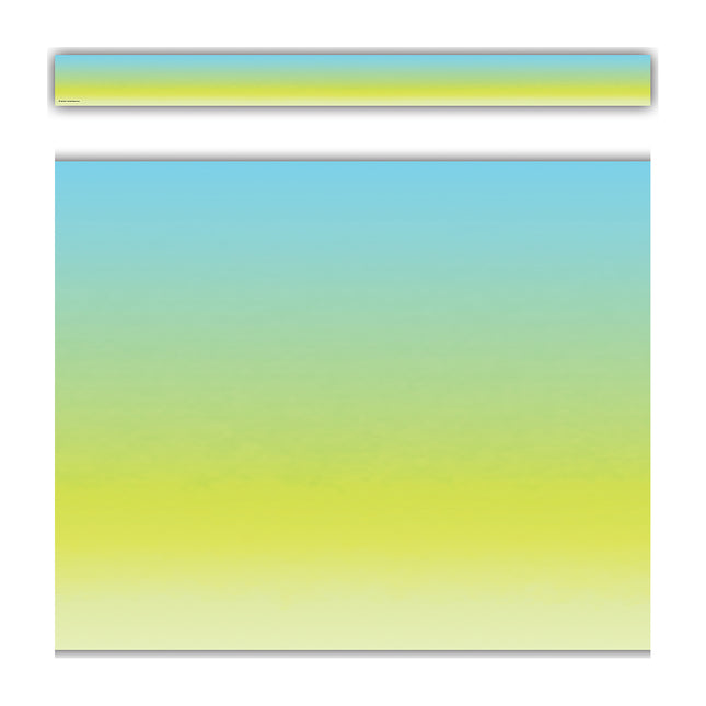 Aqua and Lime Color Wash Straight Border Trim