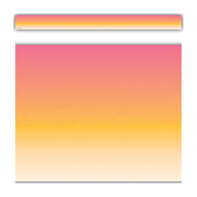 Pink and Orange Color Wash Straight Border Trim