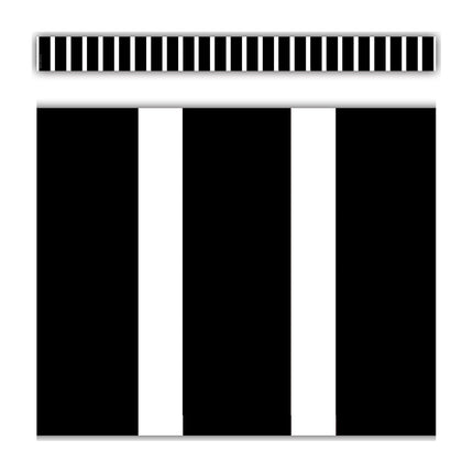 Black and White Vertical Stripes Straight Border Trim