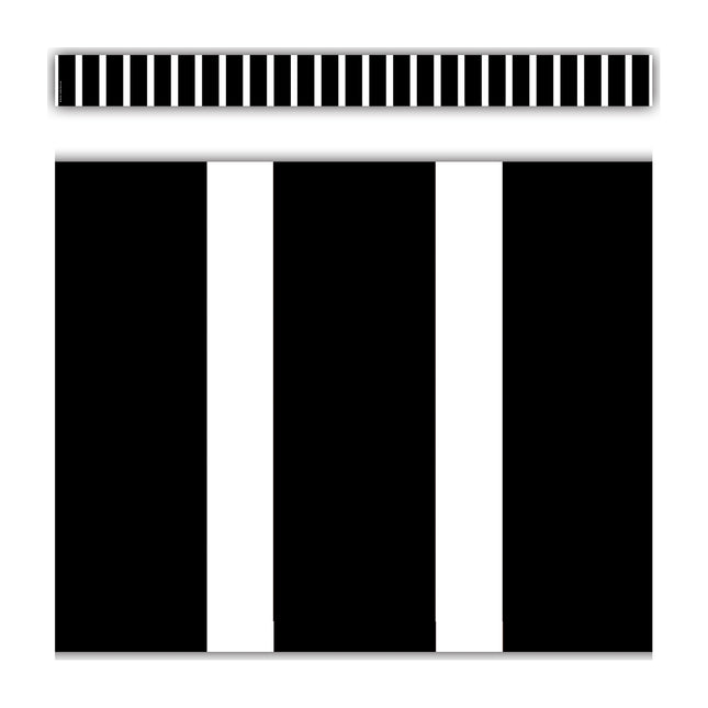 Black and White Vertical Stripes Straight Border Trim