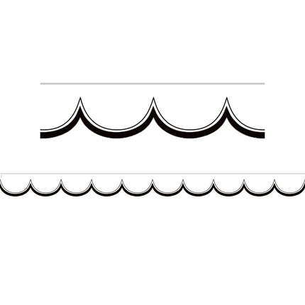 Wht W/blk Scalloped Die Cut Border