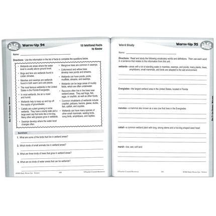 Daily Warm-Ups Science Book, Grade 3