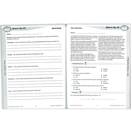 Daily Warm-Ups Science Book, Grade 5