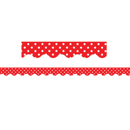 Red Polka Dots Scalloped Border Trim