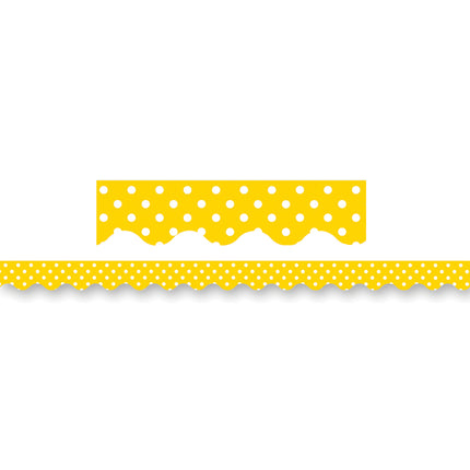 Yellow Polka Dots Scalloped Border Trim