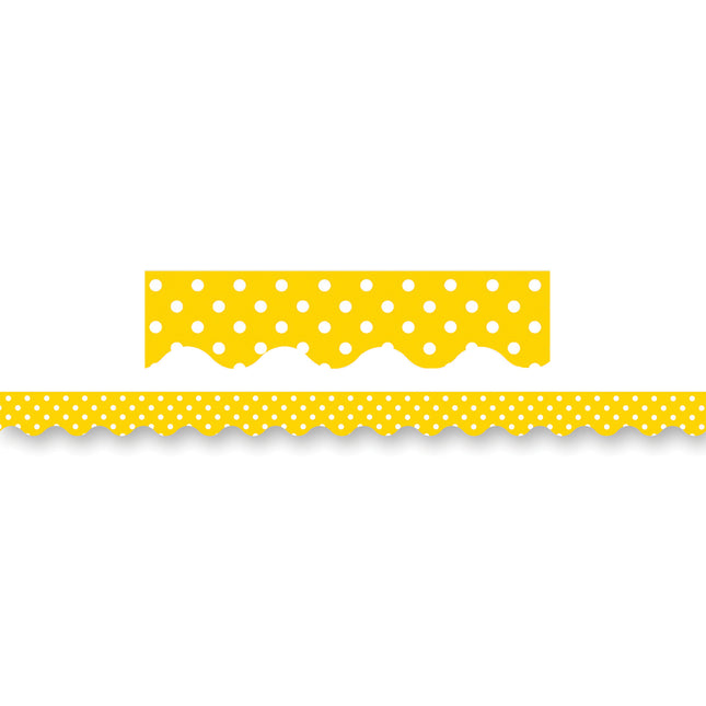 Yellow Polka Dots Scalloped Border Trim