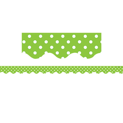 Lime Polka Dots Scalloped Border Trim