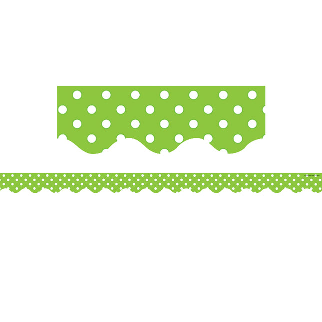 Lime Polka Dots Scalloped Border Trim