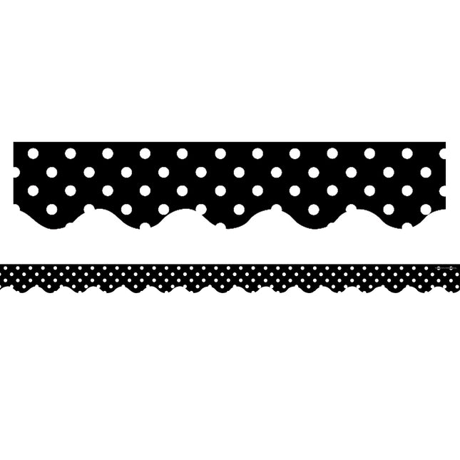 Black Polka Dots Scalloped Border Trim