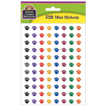 Colorful Paw Prints Mini Stickers, 3/8", Pack of 528