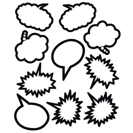 Superhero Black & White Speech/Thought Bubbles Accents