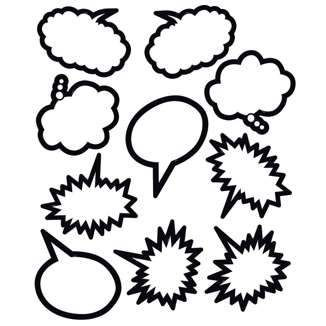Superhero Black & White Speech/Thought Bubbles Accents