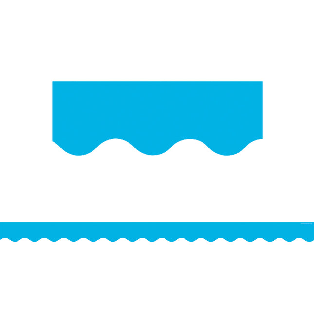 Aqua Solid Scalloped Border Trim