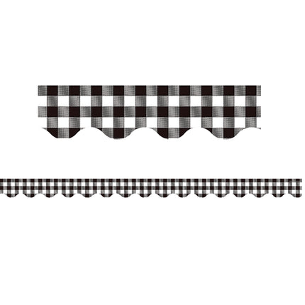 Blk & Wht Gingham Scalloped Border