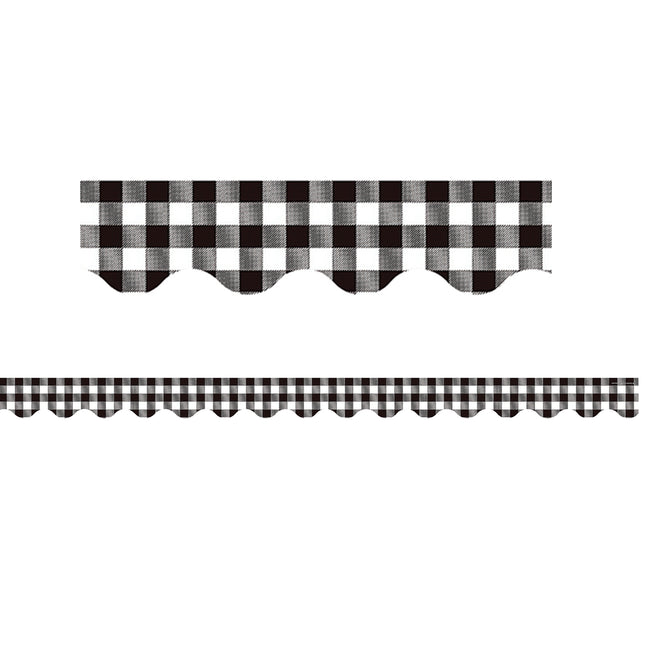 Blk & Wht Gingham Scalloped Border