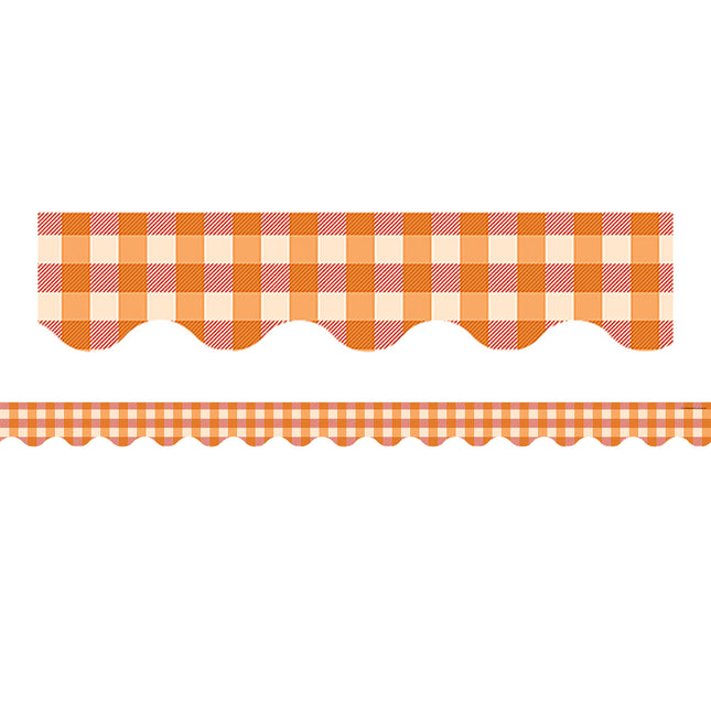 Orange Gingham Scalloped Border