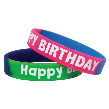 Fancy Happy Birthday Two-Toned Wristband Pack, Pack of 10