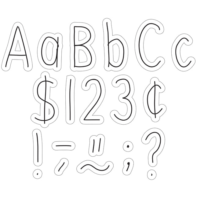 4in Letters Black On White Hand Drawn