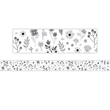 Black And White Floral Trim Straight