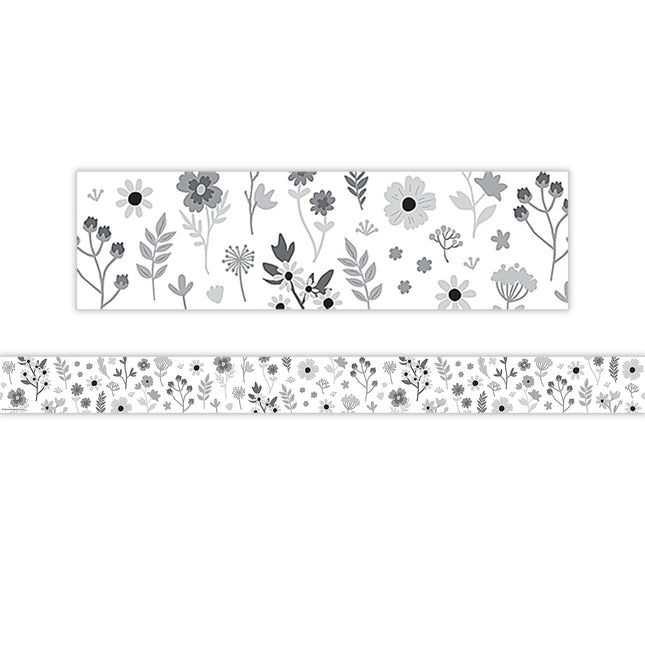 Black And White Floral Trim Straight