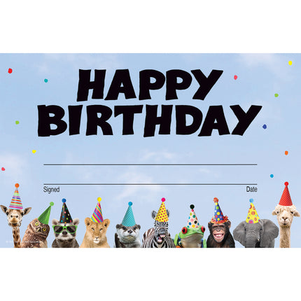 Happy Birthday Award Wild Animals