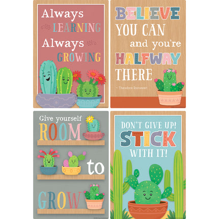 Happy Cactus Crew Positive Sayings Small Poster Pack