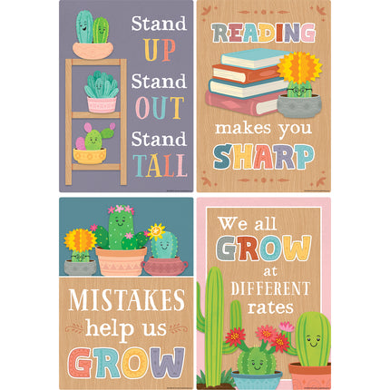 Happy Cactus Crew Positive Sayings Small Poster Pack