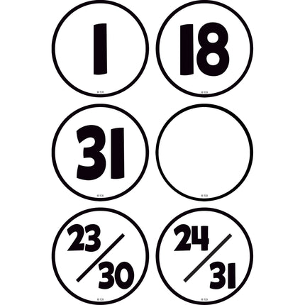 Black & White Calendar Days, Pack of 36