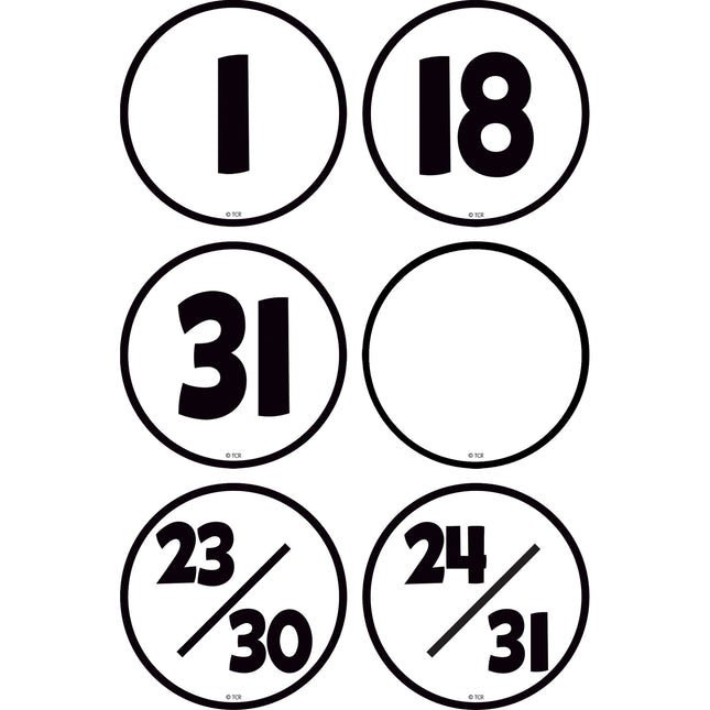Black & White Calendar Days, Pack of 36