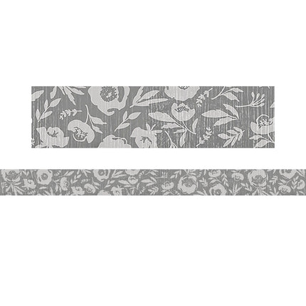 Classroom Cottage Gray Floral Trim Straight