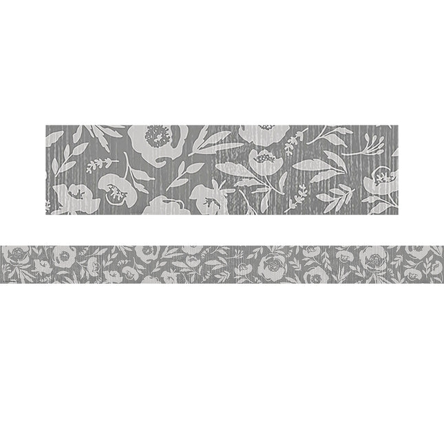 Classroom Cottage Gray Floral Trim Straight