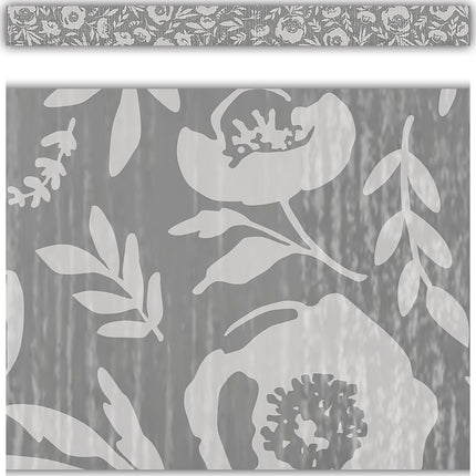 Classroom Cottage Gray Floral Trim Straight