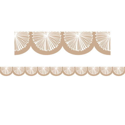 Natural Poms Scalloped Trim Die Cut