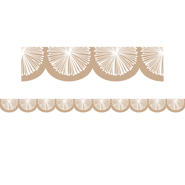 Natural Poms Scalloped Trim Die Cut