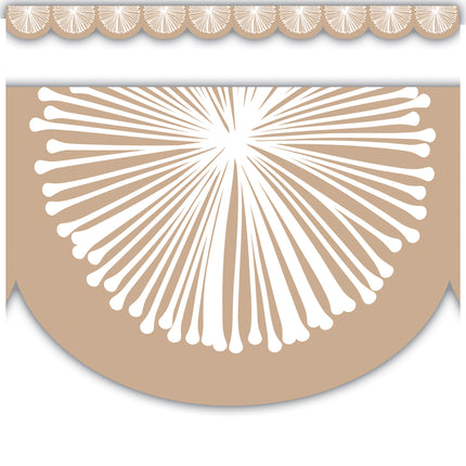 Natural Poms Scalloped Trim Die Cut